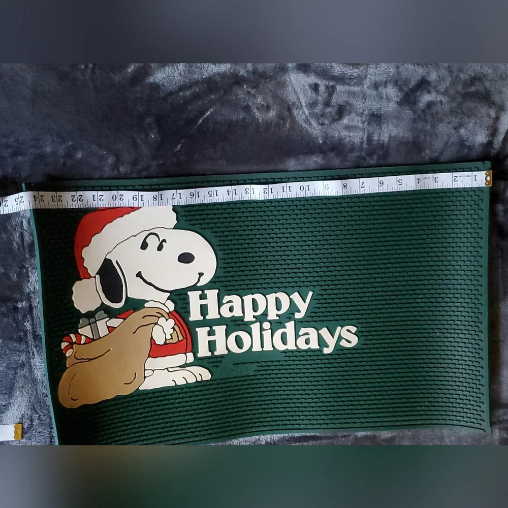 Vintage Snoopy Santa Happy Holidays Door Mat